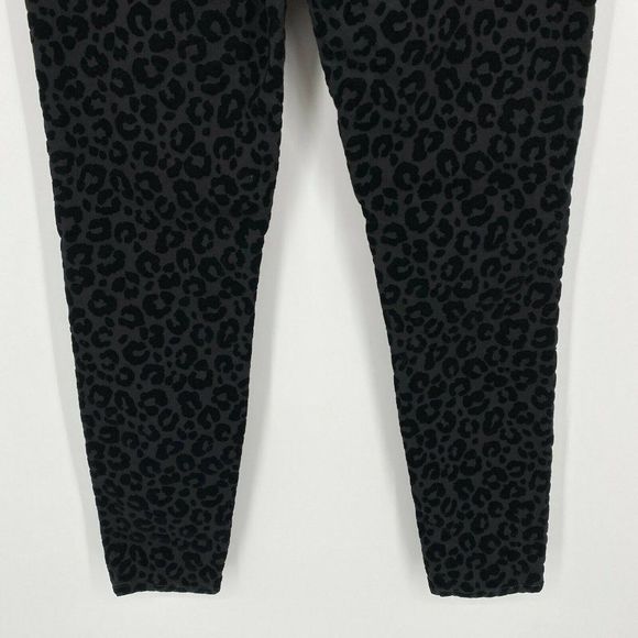 Madewell 9" Mid-Rise Skinny Velvet Flocked Leopard Print Jeans Black Size 28 - Picture 9 of 12